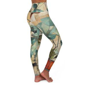 Womens High-waist Fitness Legging Yoga Pants - Rustic Botanical Plants