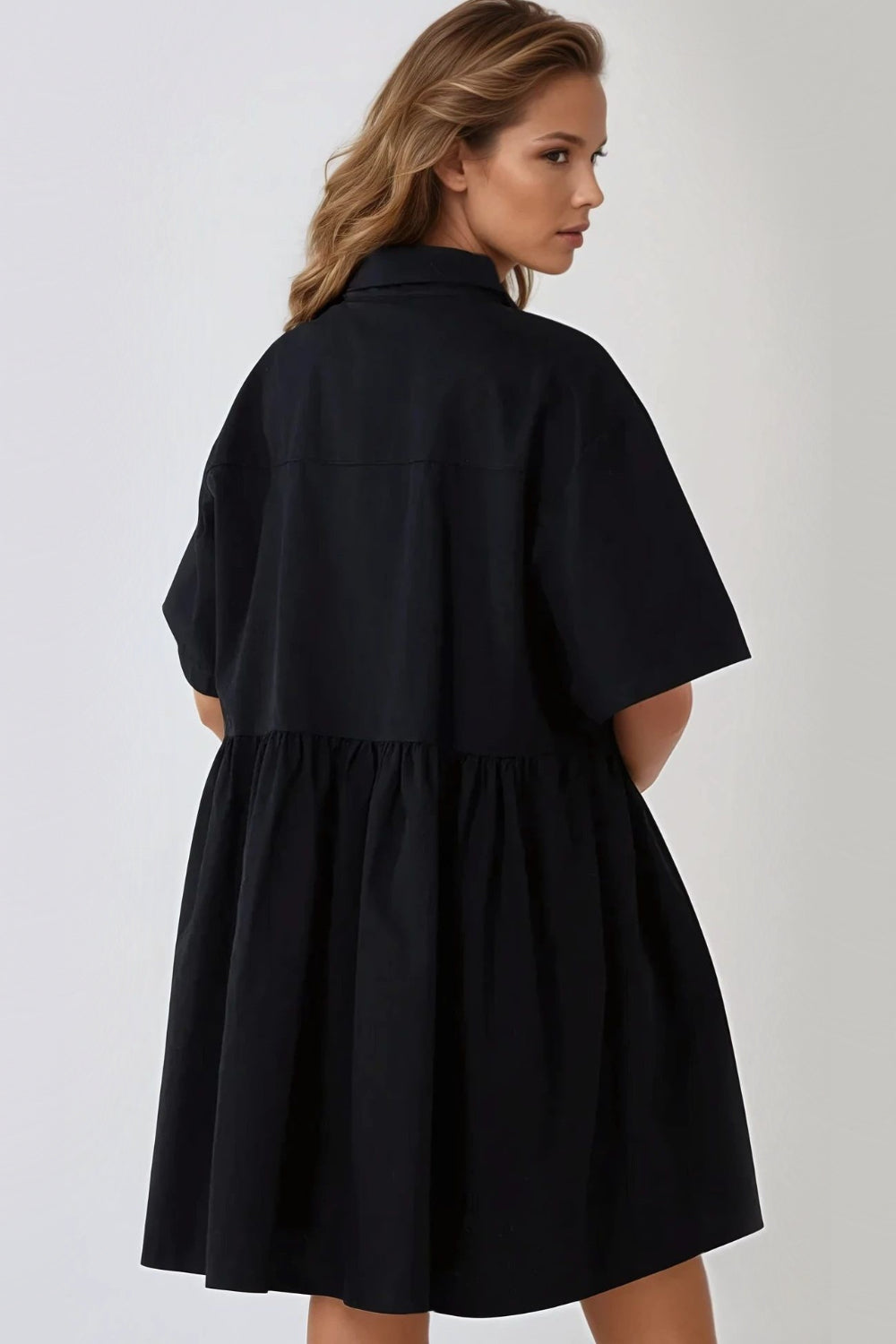Black Smock Shirt Dress - Image 2