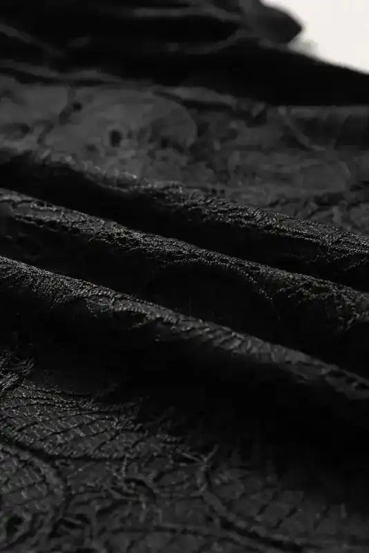 Black Flower Eyelet Jacquard Top - Image 5