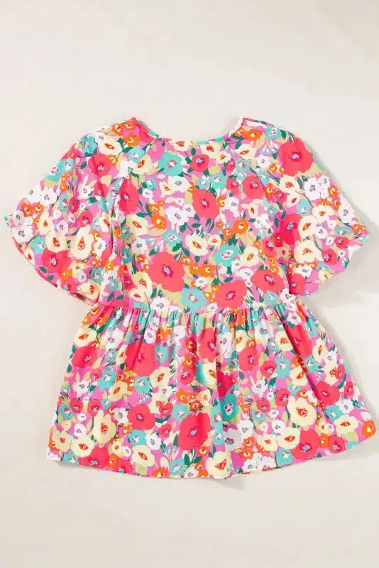 Boho Floral Short Puff Sleeve Blouse - Image 5