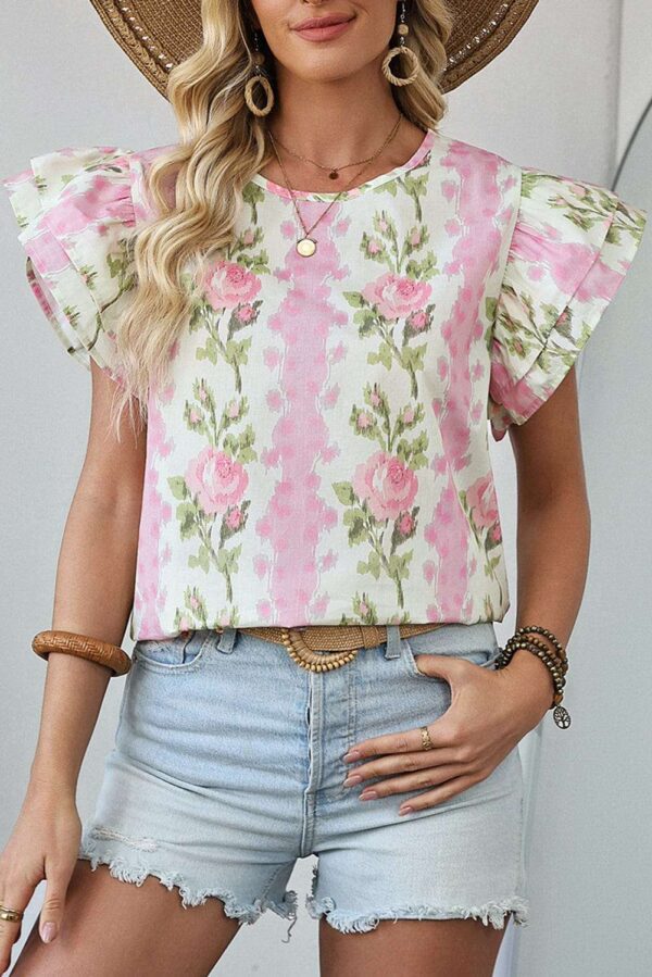 Floral Ruffled Sleeve Summer Top - Image 8