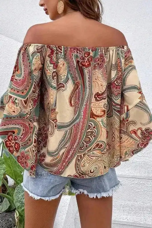 Boho Bliss Shirred Paisley Blouse - Image 5