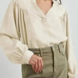 Stylish Notched V-Neck Blouse