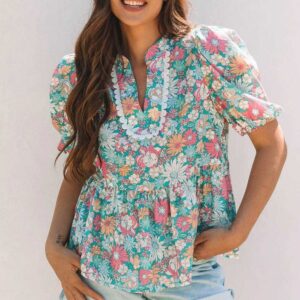 Floral Fantasy Puff Blouse