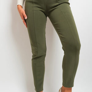 Elastic Waist Button Detail Leggings
