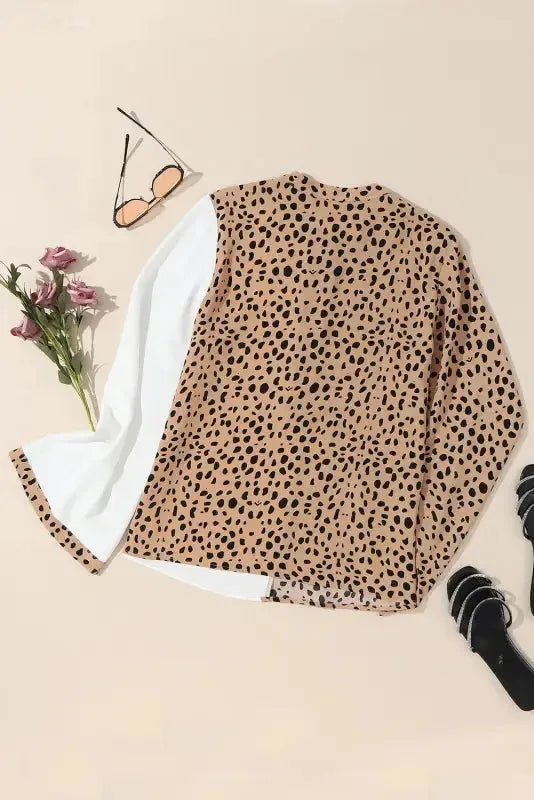 Leopard Contrast Casual Blouse - Image 4