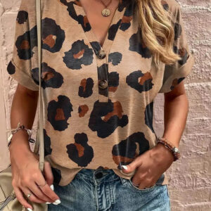 Light French Beige Leopard Blouse